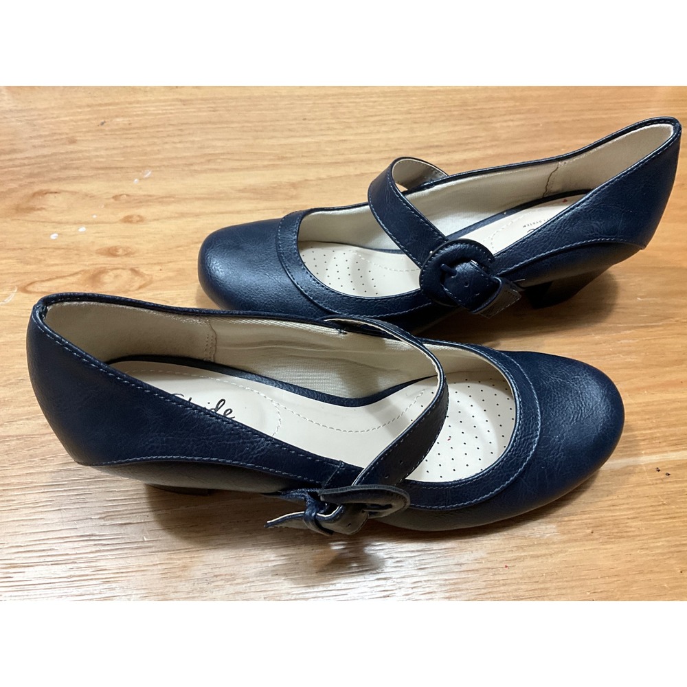 LifeStride Rozz Navy Blue Mary Jane Pumps Block Heel Soft System Womens 8.5W